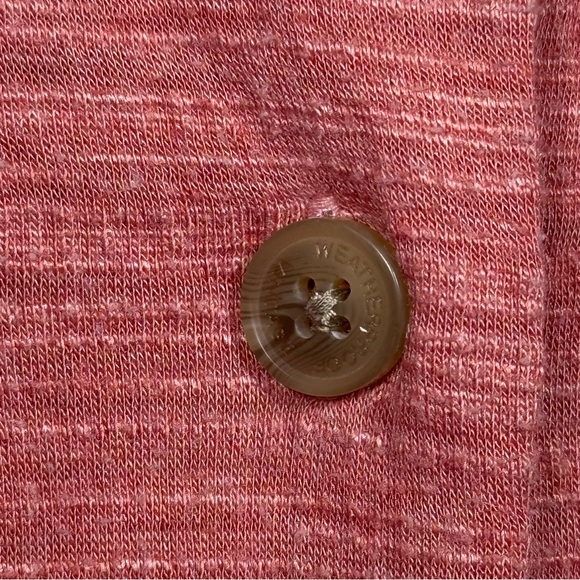 Weatherproof Vintage Women's Pink‎ Salmon Tie Front Button V-Neck Short Sleeve - Picture 7 of 16